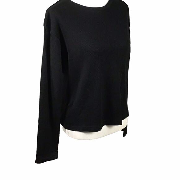RDI Women’s Large Black Waffle Knit Thermal Crewneck Pullover - Picture 1 of 16